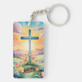 美しいイースターウォーターカラーアート キーホルダー (裏面)