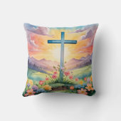 美しいイースターウォーターカラーアート クッション (裏面)