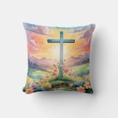 美しいイースターウォーターカラーアート クッション (正面)