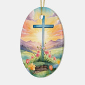 美しいイースターウォーターカラーアート セラミックオーナメント (左)