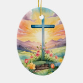 美しいイースターウォーターカラーアート セラミックオーナメント (裏面)