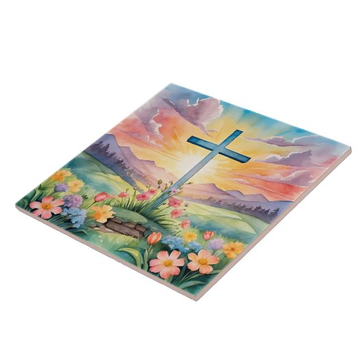 美しいイースターウォーターカラーアート タイル (側面)