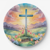 美しいイースターウォーターカラーアート ペーパープレート (正面)