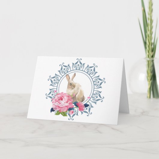 美しいイースターバニー デザイン カード (正面)