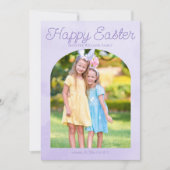 美しいイースターファミリーフォトライトパープルアーチ シーズンカード (正面)