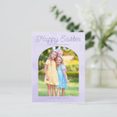 美しいイースターファミリーフォトライトパープルアーチ ポストカード (スタンド正面)