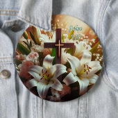 美しいイースターユリのクロス 缶バッジ (インサイチュ)