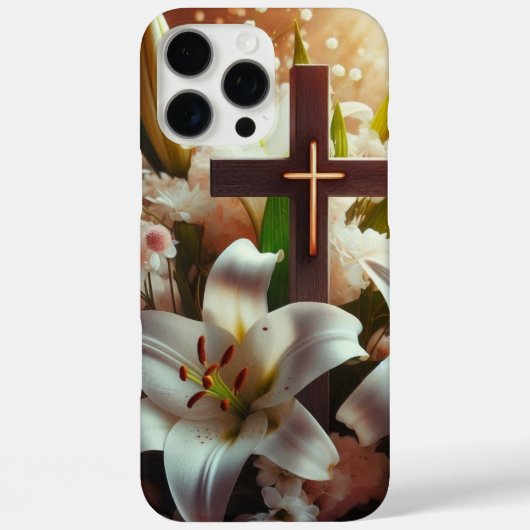 美しいイースターユリのクロス Case-Mate iPhoneケース (裏面)