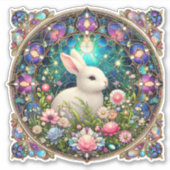 美しいイースターラビットガーデンステンドグラス シール (正面)