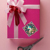 美しいイースターラビットガーデンステンドグラス シール