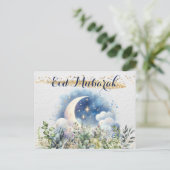 美しいイードムバラクの水の色の月の葉の金ゴールド シーズンポストカード (スタンド正面)