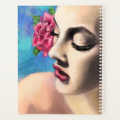美しいウィメンズレッドローズ – オリジナル絵画ズアート プランナー手帳 (裏面)