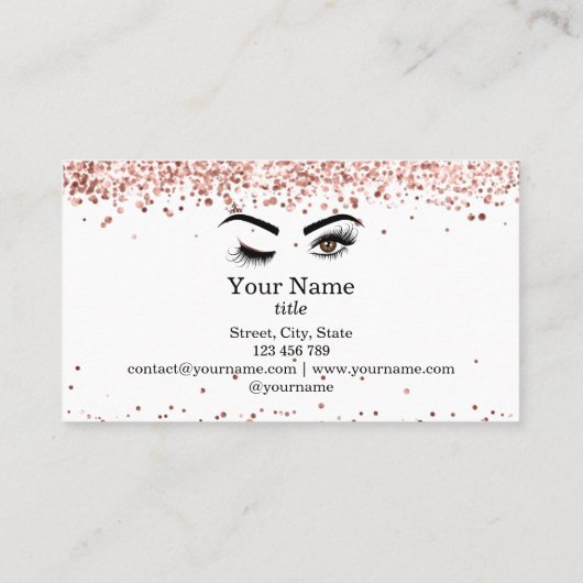 美しいウィンクの目と眉の長い点滅 名刺 (裏面)
