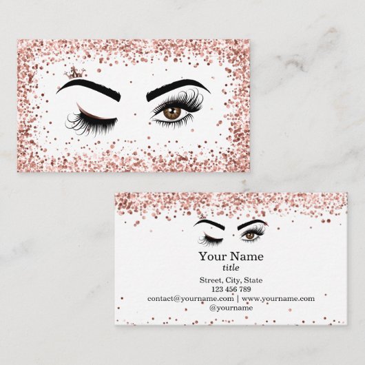 美しいウィンクの目と眉の長い点滅 名刺 (正面/裏面)