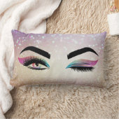 美しいウィンクロングまつげメイクアップアーティスト ランバークッション (ブランケット)