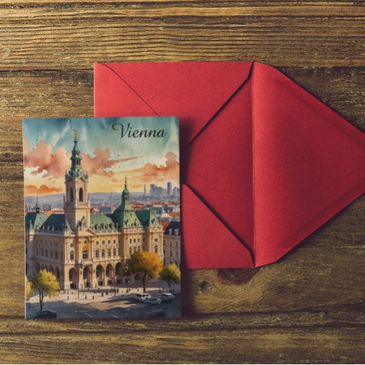 美しいウィーンオーストリアウォーターカラーシティ絵を描ズ ポストカード