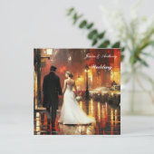 美しいウェディングドレス タキシード 招待状 (スタンド正面)