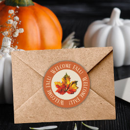 美しいウェルカム秋ラウンドステッカー ラウンドシール