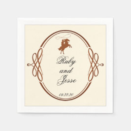 美しいウエスタンダークブラウン結婚ズ スタンダードカクテルナプキン