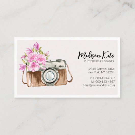 美しいウォーターカラーカメラの名刺 名刺 (裏面)