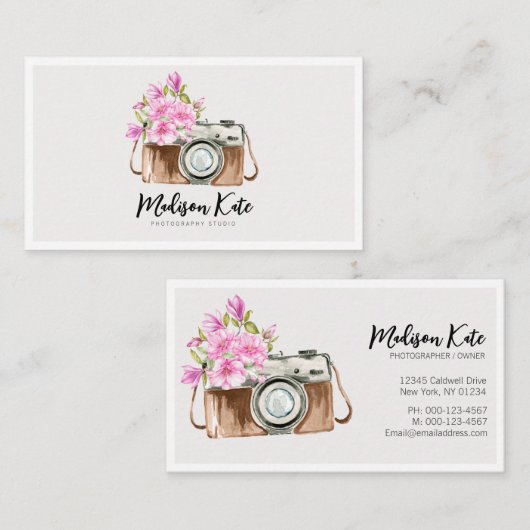 美しいウォーターカラーカメラの名刺 名刺 (正面/裏面)