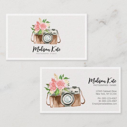 美しいウォーターカラーカメラの名刺 名刺 (正面/裏面)