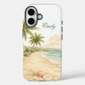 美しいウォーターカラービーチカスタムネーム Case-Mate iPhoneケース (裏面)