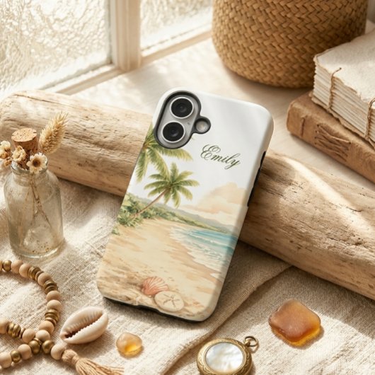 美しいウォーターカラービーチカスタムネーム Case-Mate iPhoneケース
