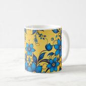 美しいウクライナカラフルンフローラルパターンアート コーヒーマグカップ (正面右)