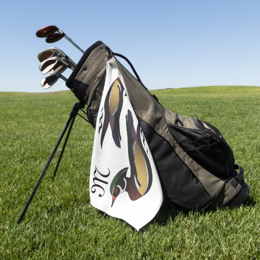 美しいウッドアヒル泳ぎ ゴルフタオル (グリーン)