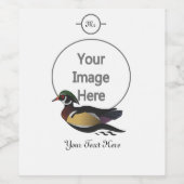 美しいウッドダックの水遊び ワインラベル (シングルラベル)