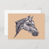 美しいウマ科の サンキューカード (正面/裏面)