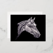 美しいウマ科の 箔シーズンポストカード (正面/裏面)