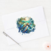 美しいウミガメのシール ラウンドシール (封筒)