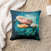 美しいウミガメの海の水中イメージ クッション (ブランケット)