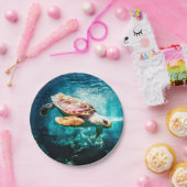 美しいウミガメの海の水中イメージ ペーパープレート (パーティー)