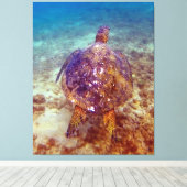 美しいウミガメ キャンバスプリント (インサイチュ (ウッドフロア))