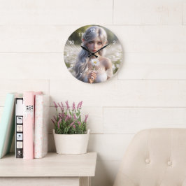 美しいエイプリルフェアリーのデイジー ラージ壁時計