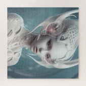 美しいエイリアンの女性の白 ジグソーパズル (横)