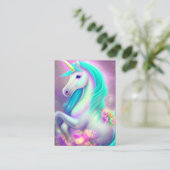 美しいエキゾチックなデジタルアートユニコーンラブヘア 名刺 (スタンド正面)
