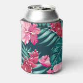 美しいエキゾチックなピンクの花モノグラム 缶クーラー (缶裏面)