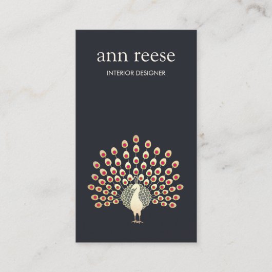 美しいエキゾチックな孔雀の羽 名刺 (正面)