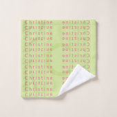 美しいエキゾチックな花オンろうけつ染めグリーンカスタム バスタオルセット (ウォッシュタオル)