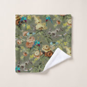 美しいエキゾチックな鳥、沼緑の背景 バスタオルセット (ウォッシュタオル)