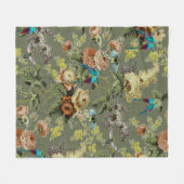 美しいエキゾチックな鳥、沼緑の背景 フリースブランケット (正面(横))