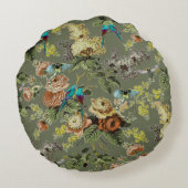 美しいエキゾチックな鳥、沼緑の背景 ラウンドクッション (裏面)