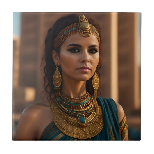 美しいエジプト人女性ポートレート タイル (正面)