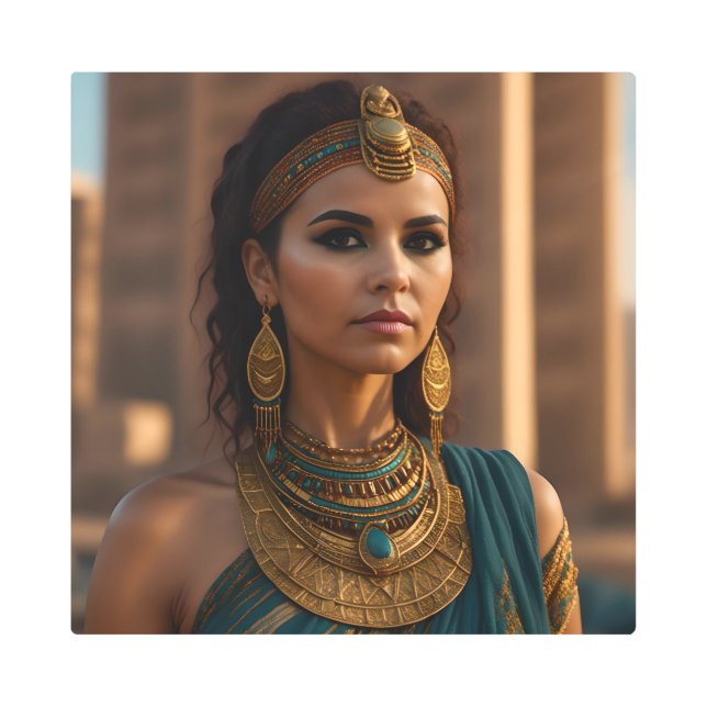 美しいエジプト人女性ポートレート メタルプリント (正面)