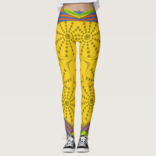 美しいエジプト数々の色のデザイン対称形 レギンス (正面)