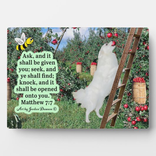 美しいエスキーとオーチャード聖なる書物、 経典マタイ7:7 フォトプラーク (正面)